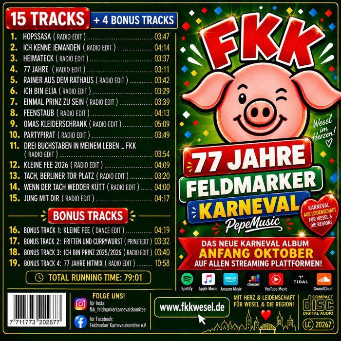 Trackliste des Albums FKK – 77 Jahre Feldmarker Karneval